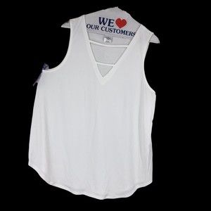 Masseys Silky Rayon Spandex Tank Top w/Plunging V Neckline & Lattice sz XL